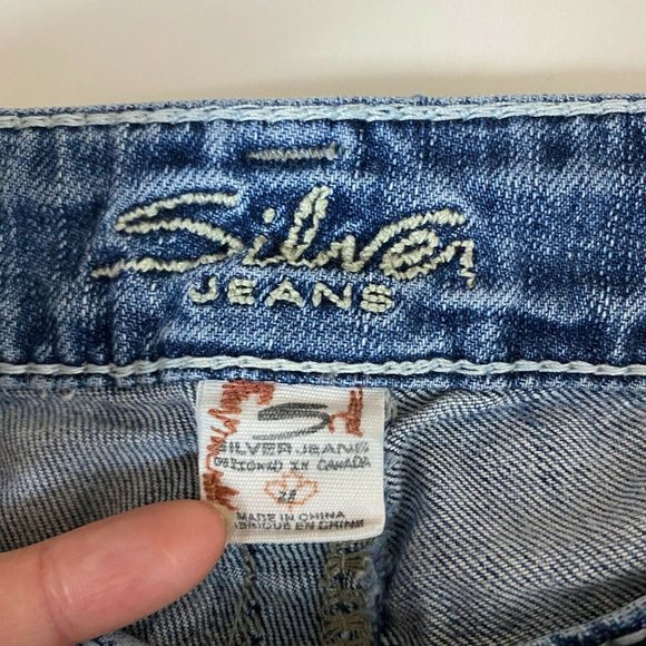 Silver Jeans Eden Low Rise Bootcut Distressed Light Wash Denim Stretch - Picture 8 of 11